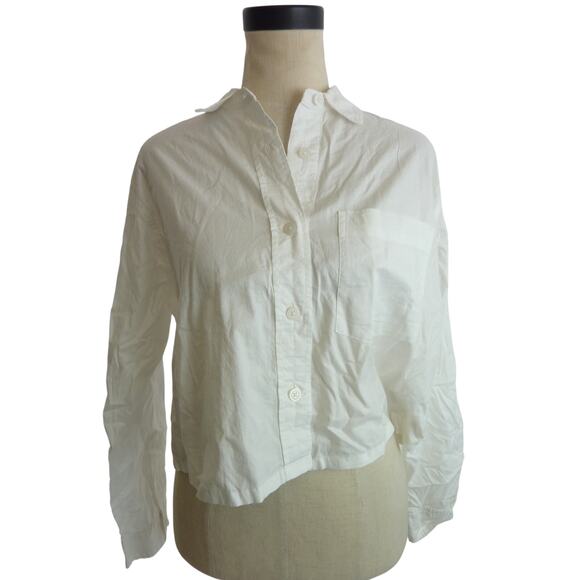 NWT Everlane Button Down Short Long Sleeve White Shirt Top Small - Picture 1 of 8